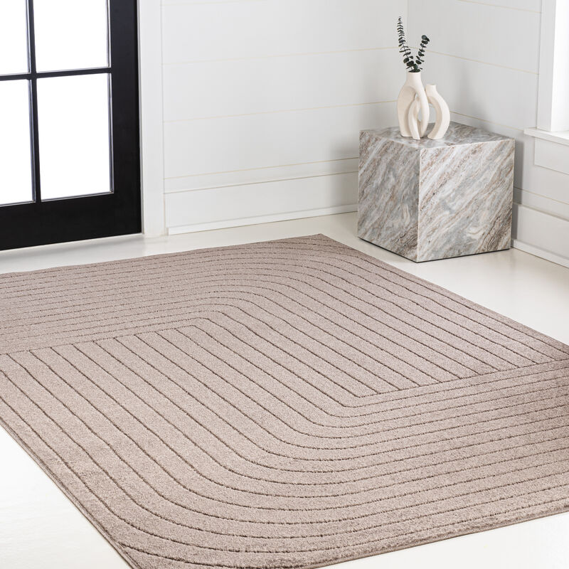 Odense High-Low Minimalist Angle Geometric Beige/Cream 4 ft. x 6 ft. Indoor/Outdoor Area Rug