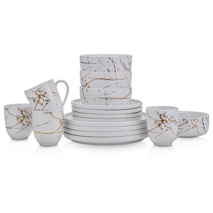 Stone Lain Zora Porcelain 32 Piece Dinnerware Set, Black