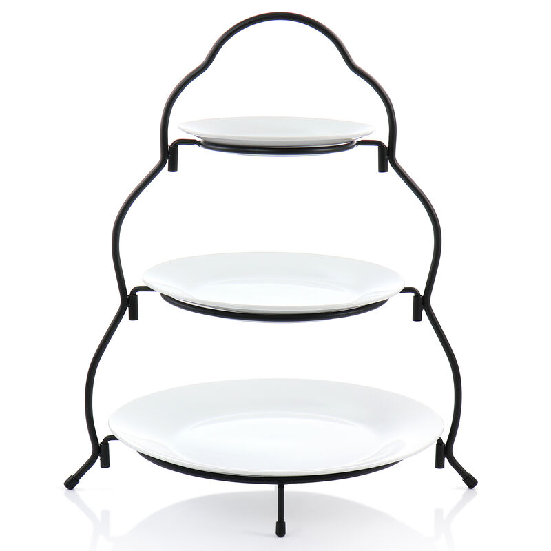 Elama 3 Tier Round Plate Porcelain Serveware Set