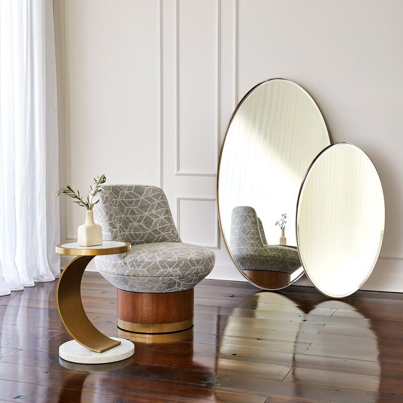 Elongated Oval Small Brass Mirror