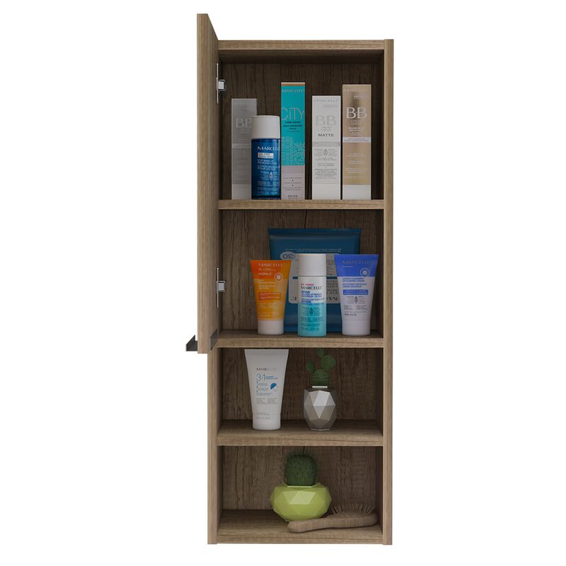 Mila Medicine Cabinet, Two Interior  Shelves, Two External Shelves, Single Door Cabinet -Smokey Oak