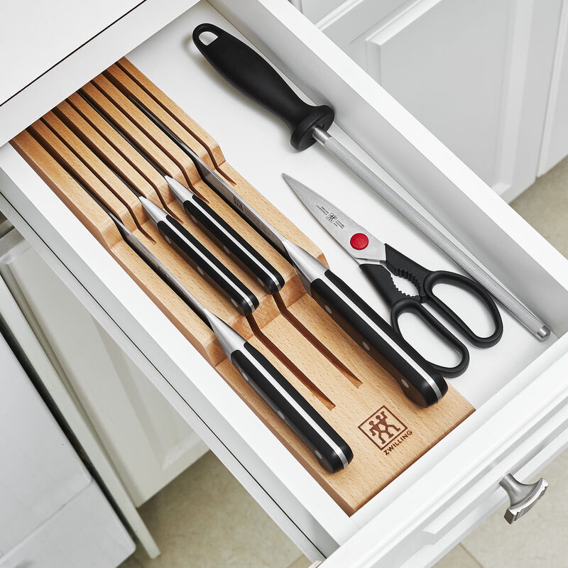 ZWILLING Pro 7-pc Knife Block Set with In-Drawer Knife Tray