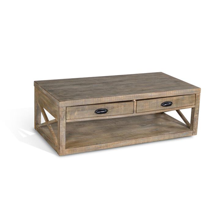 Sunny Designs Durango 48 Coastal Wood Cocktail Table in Weathered Brown