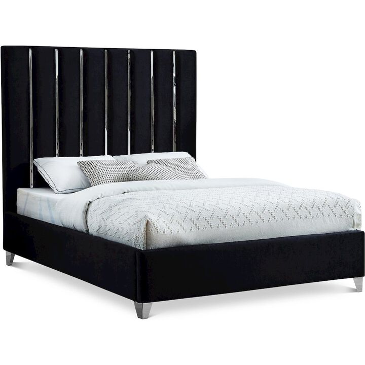 Meridian Furniture Enzo Black Velvet Full Bed