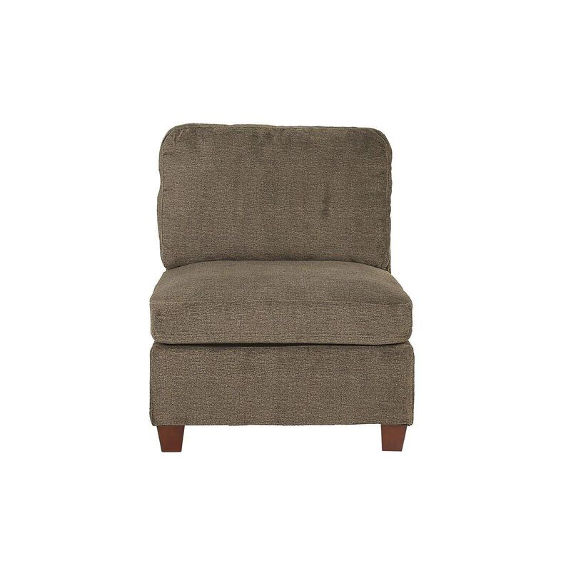 Contemporary 1 Piece Armless Chair Tan Color Chenille Fabric Modular Corner Wedge Sofa