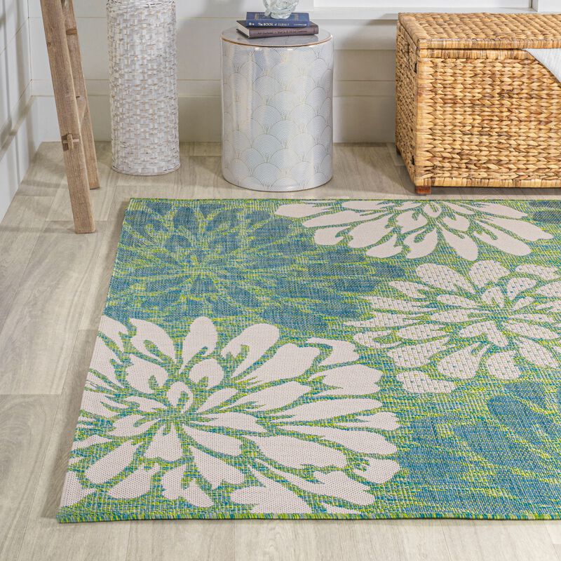 Zinnia Modern Floral Textured Weave Indoor/Outdoor Area Rug