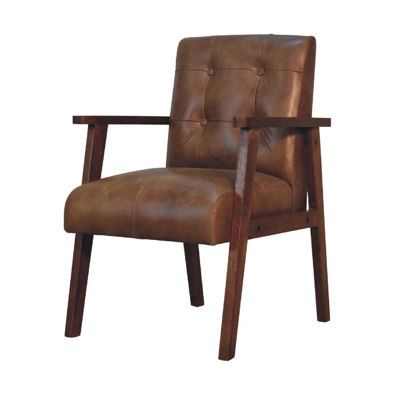 Artisan Furniture Brown Buffalo Leather ChairChestnut Solid Wood