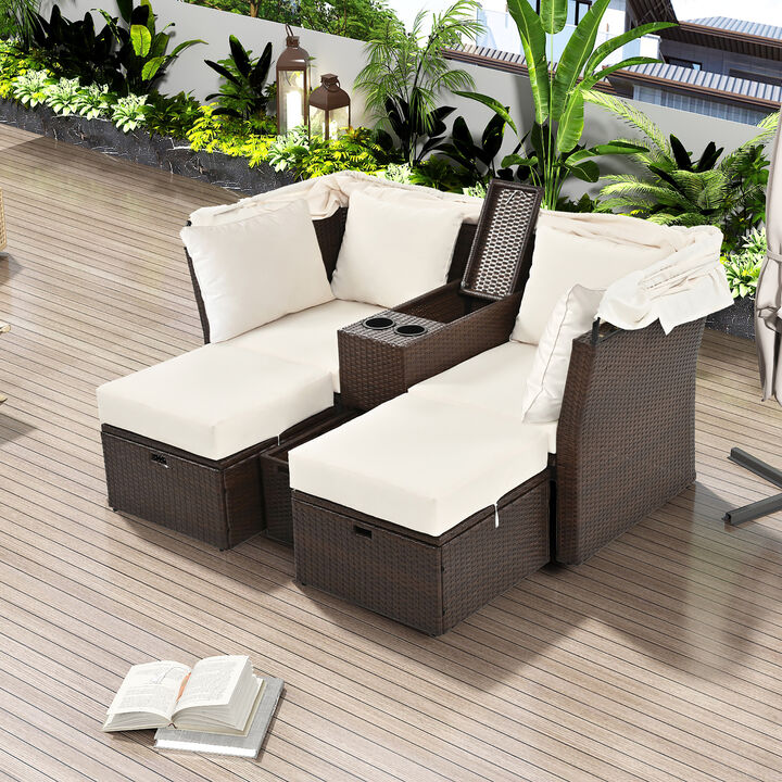 Merax Outdoor Double Daybed Loveseat Sofa Set