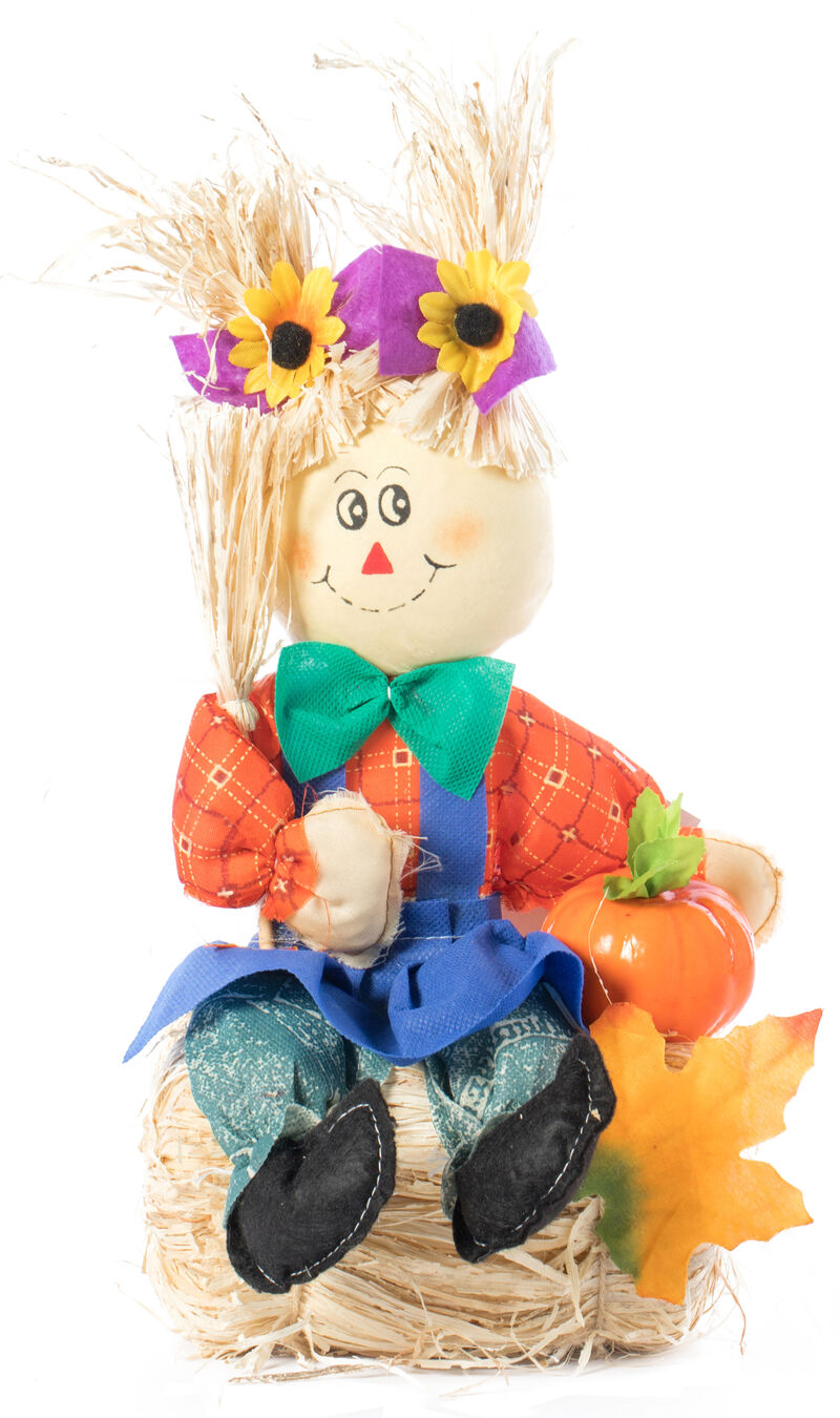 Gardenised 13 Inch Adorable Trio Yard Decor Featuring Outdoor Garden Scarecrows Relaxing Gracefully on Rustic Hay Bales. Perfect for Adding a Touch of Countryside Charm to your Outdoor Space