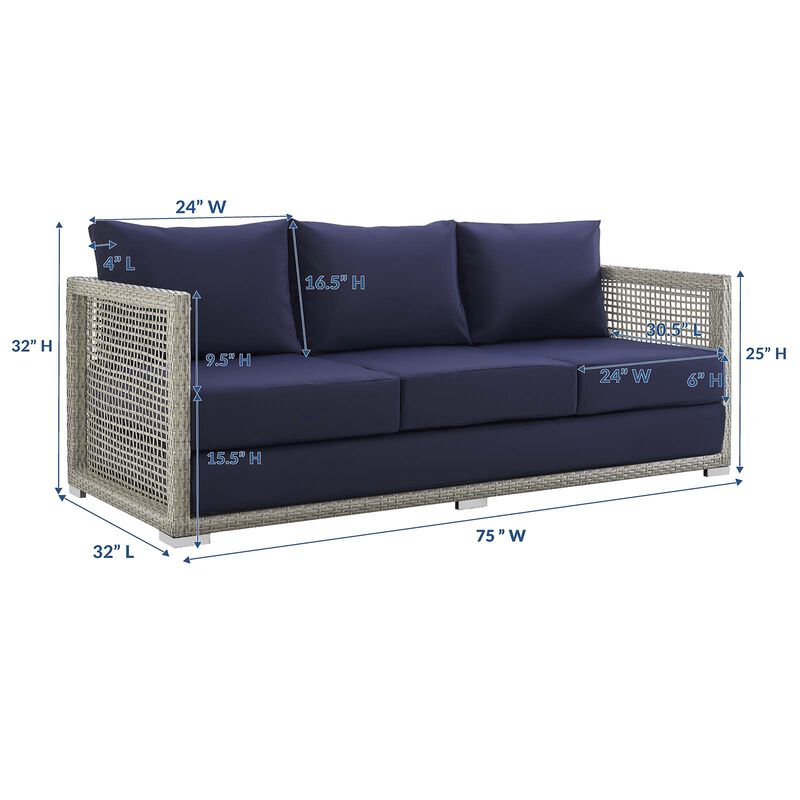 Modway - Aura Outdoor Patio Wicker Rattan Sofa