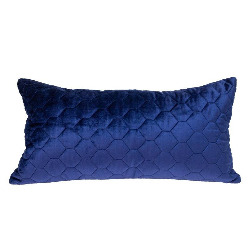 24" Blue Cotton Rectangular Throw Pillow