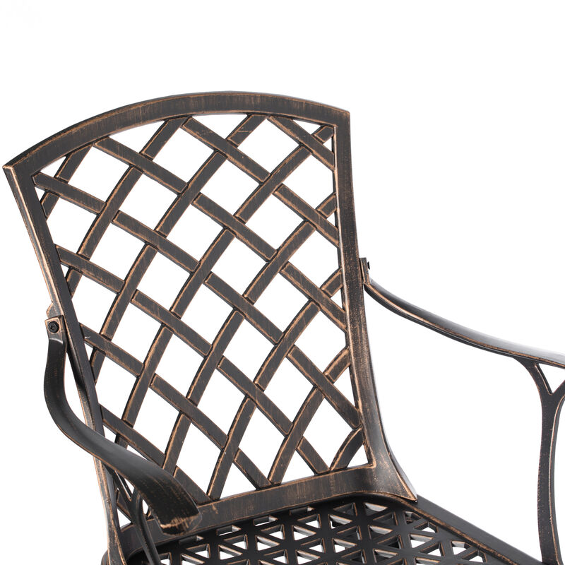 Indoor and Outdoor Bronze Dinning Set 2 Chairs Cast Aluminum