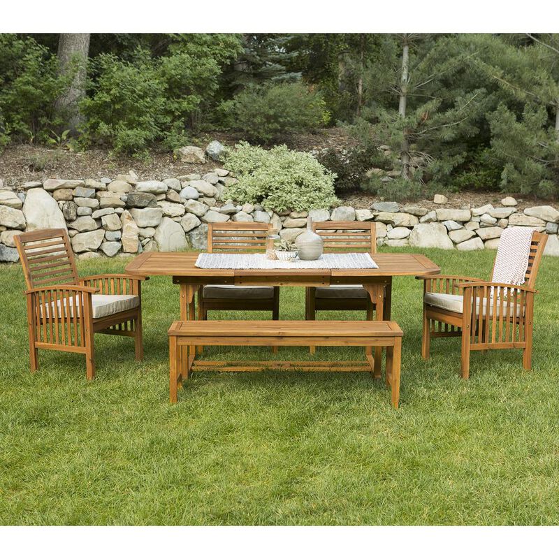 Belen Kox Brown Acacia Wood 6-Piece Dining Set, Belen Kox