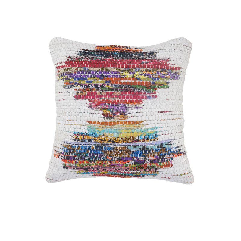 20" Multicolored Geometric Handmade Square Throw Pillow