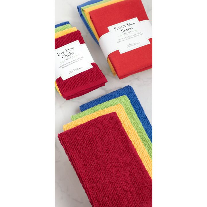 Set of 4 Primary Colored Rectangular Dish Towels 19" x 16"