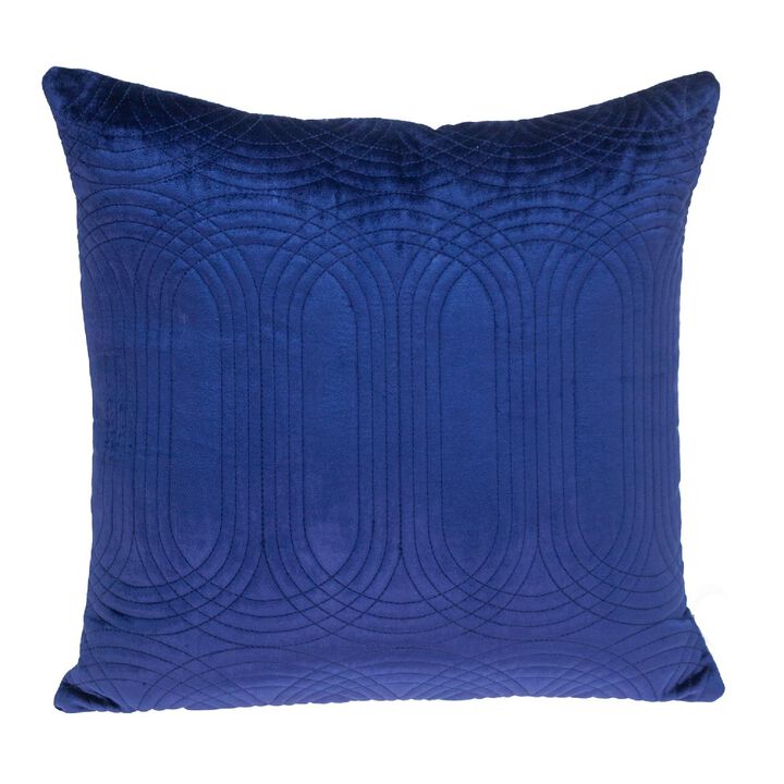 20" Blue Quilted Oval Pattern Throw Pillow