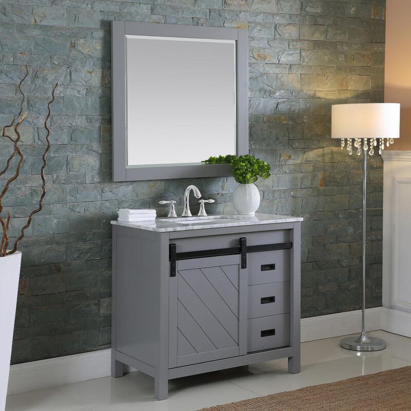 Altair 34 Rectangular Bathroom Wood Framed Wall Mirror in Gray