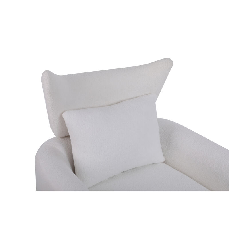 Classic Mid-Century 360-degree Swivel Accent Chair, White Teddy Fabric