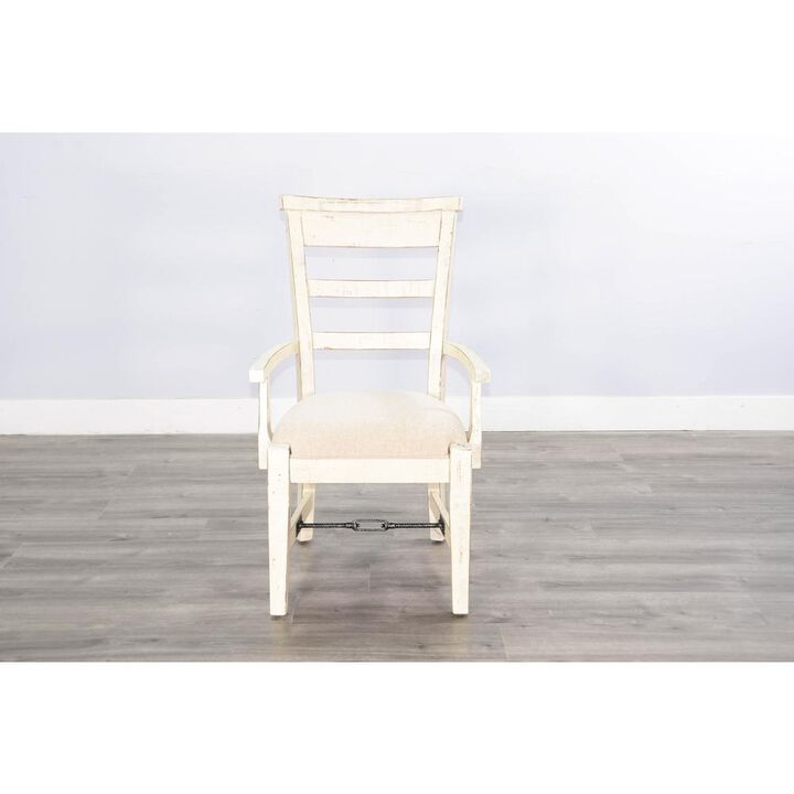 Sunny Designs Marina White Sand Arm Chair with Cushion Seat