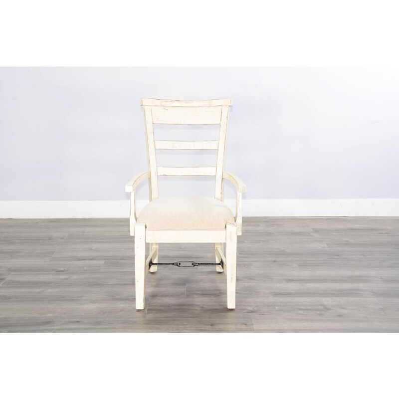 Sunny Designs Marina White Sand Arm Chair with Cushion Seat