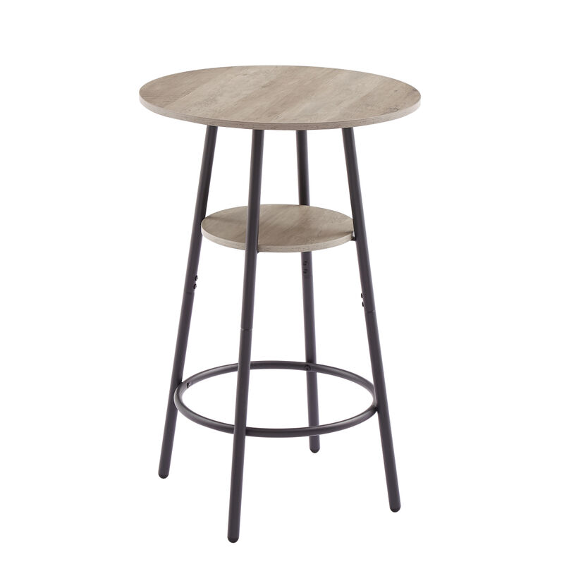 Round Barstool Set With Shelf, Upholstered Stool With Backrest, 23.62" W X 23.62" D X 35.43"