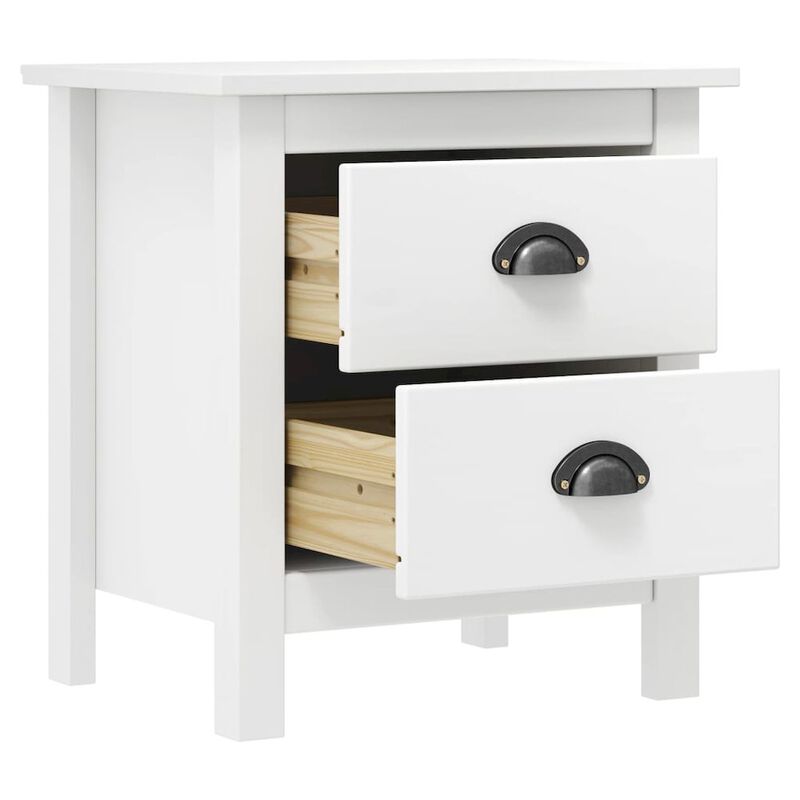 Bedside Cabinet Hill 2 pcs White 18.1"x13.8"x19.5" Solid Pine Wood