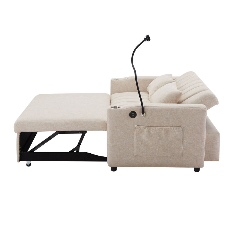 Merax Convertible Sofa Bed Loveseat with 3 USB Ports