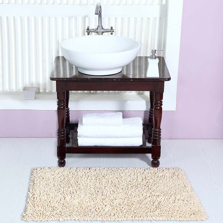 Knightsbridge Chenille Shaggy 220 GSF Non Skid Back Bath Rug 24 x 40 - Natural