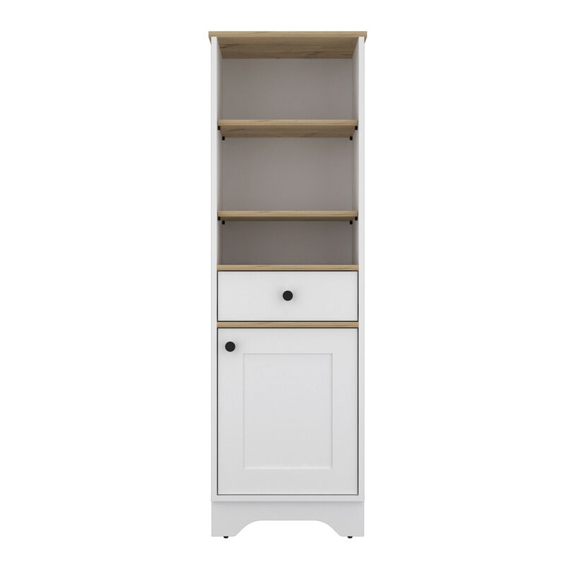 St. Clair Linen Cabinet, Two Interior  Shelves, Two Open Shelves, Single Door -Light Gray