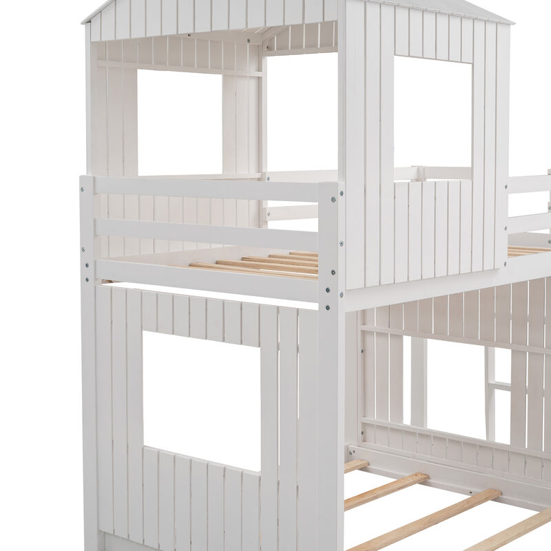 Merax Playhouse Bunk Bed with Slide