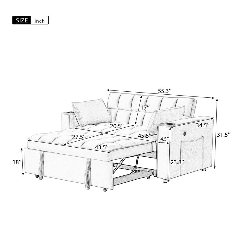 Merax 4-1 Multi-Functional Sofa Bed with Cup Holder