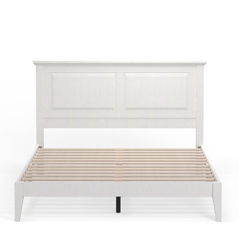 Glenwillow Home Cottage Style Wood Platform Bed in Queen - White