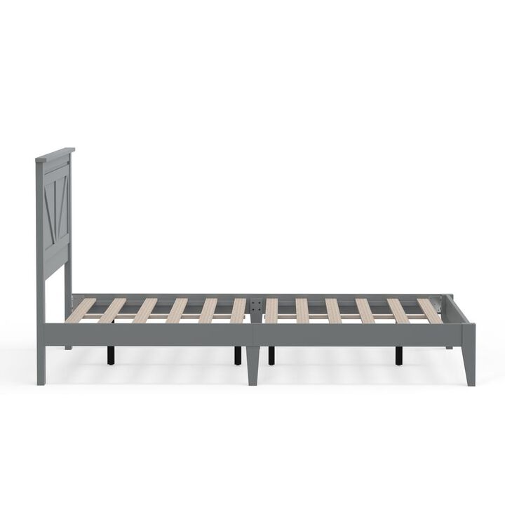Glenwillow Home Farmhouse Wood Platform Bed in Queen - Grey