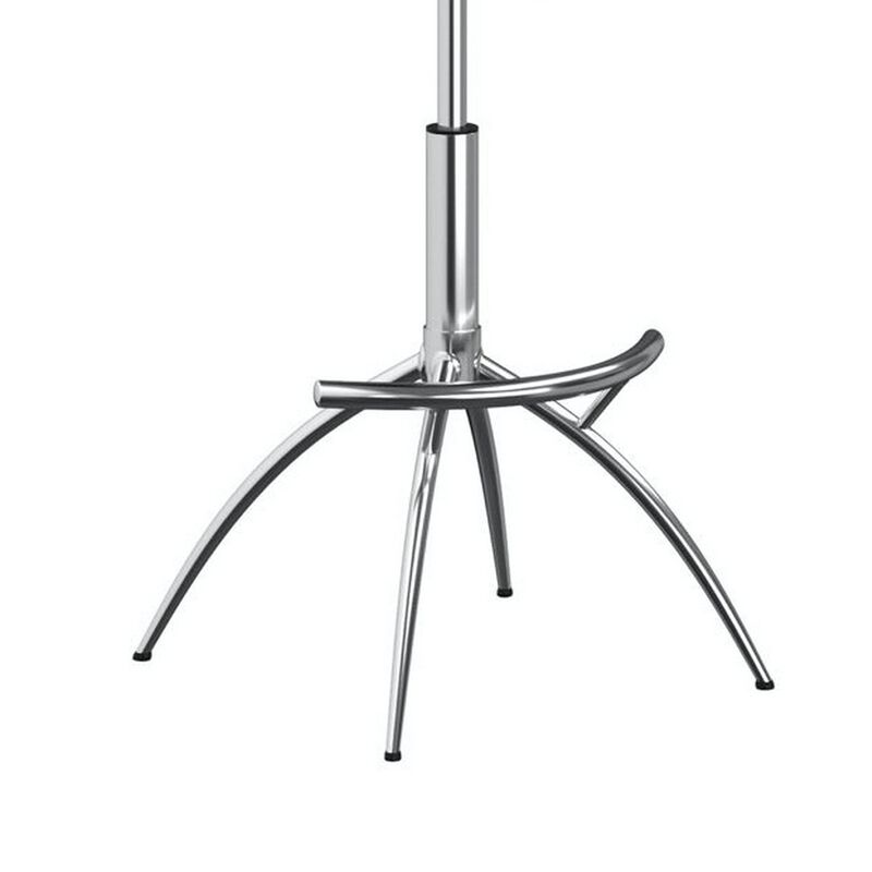 Deko 26-31 Inch Adjustable Height Barstool Chair, Set of 2, Chrome Black Faux Leather - Benzara
