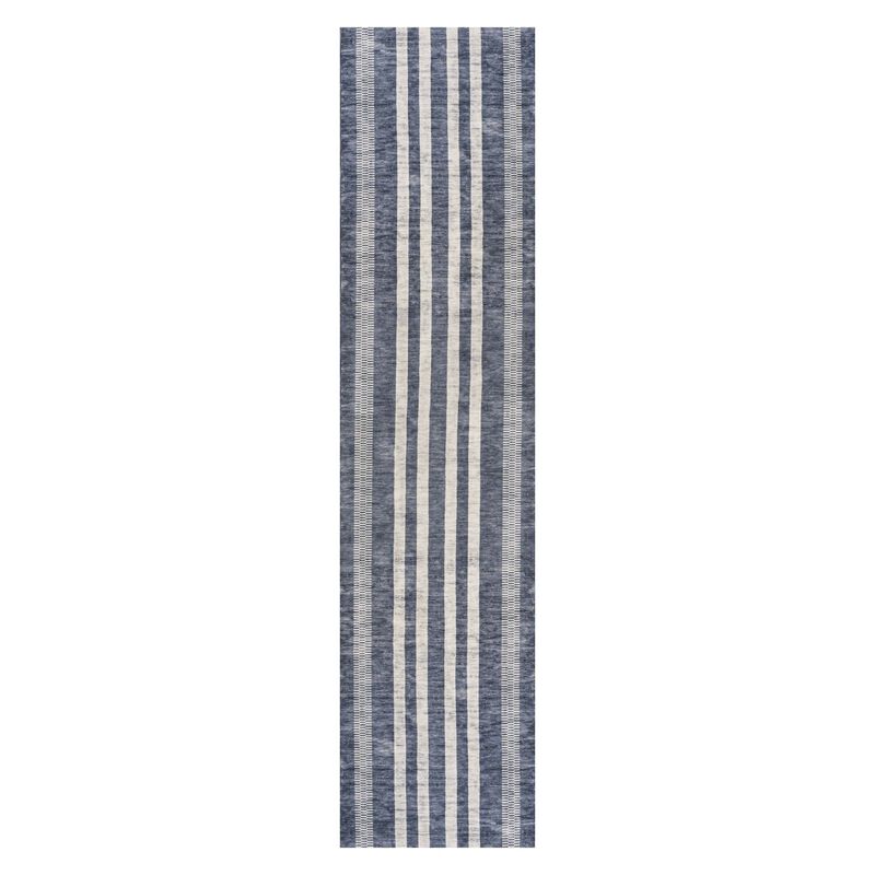 Vichy Geometric Striped Machine Washable Area Rug