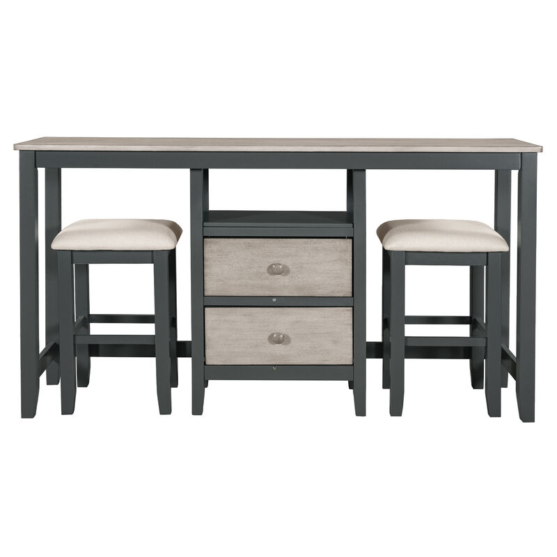 Merax Counter Height Wood Dining Table Set with Cabinet