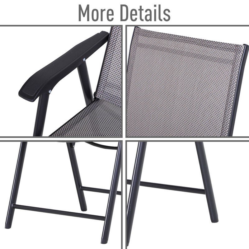 4PC Lightweight Outdoor Patio Chairs, Comfortable Single-Seat Furniture Gray