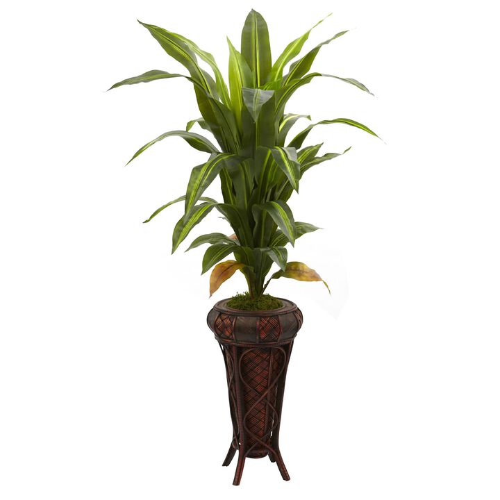 HomPlanti 57" Dracaena w/Stand Silk Plant (Real Touch)