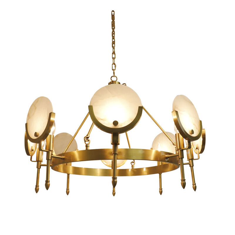 Pasargad Home Vendome Glass & Steel Chandelier Light, Gold