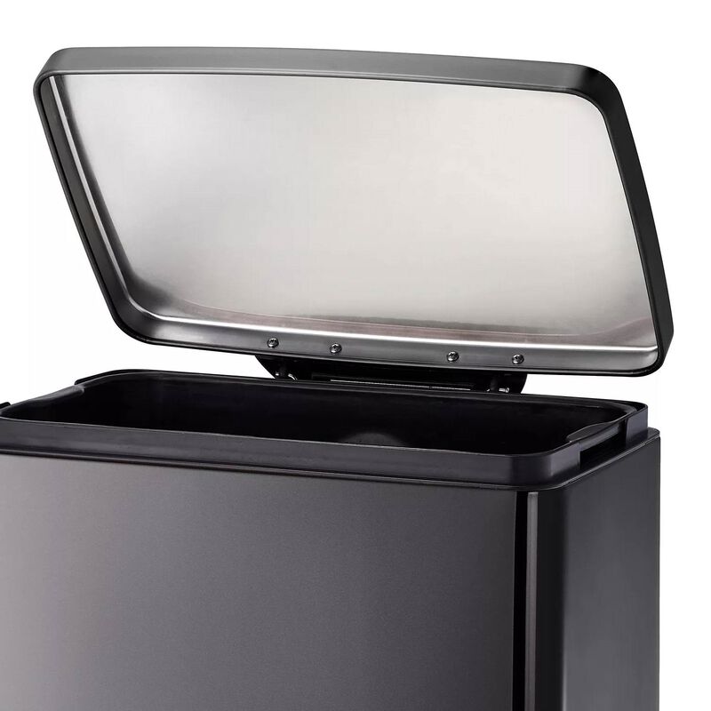 Hivvago Stainless Steel 13 Gallon Kitchen Trash Can with Step Lid Charcoal Black Grey