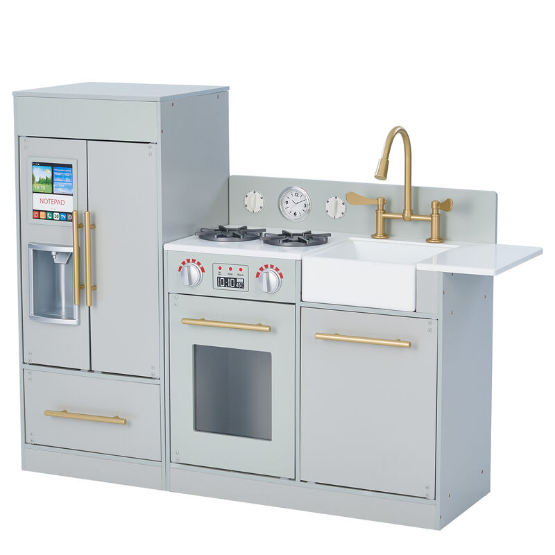 Teamson Kids - Little Chef Charlotte Modern Play Kitchen - Silver Grey / Gold