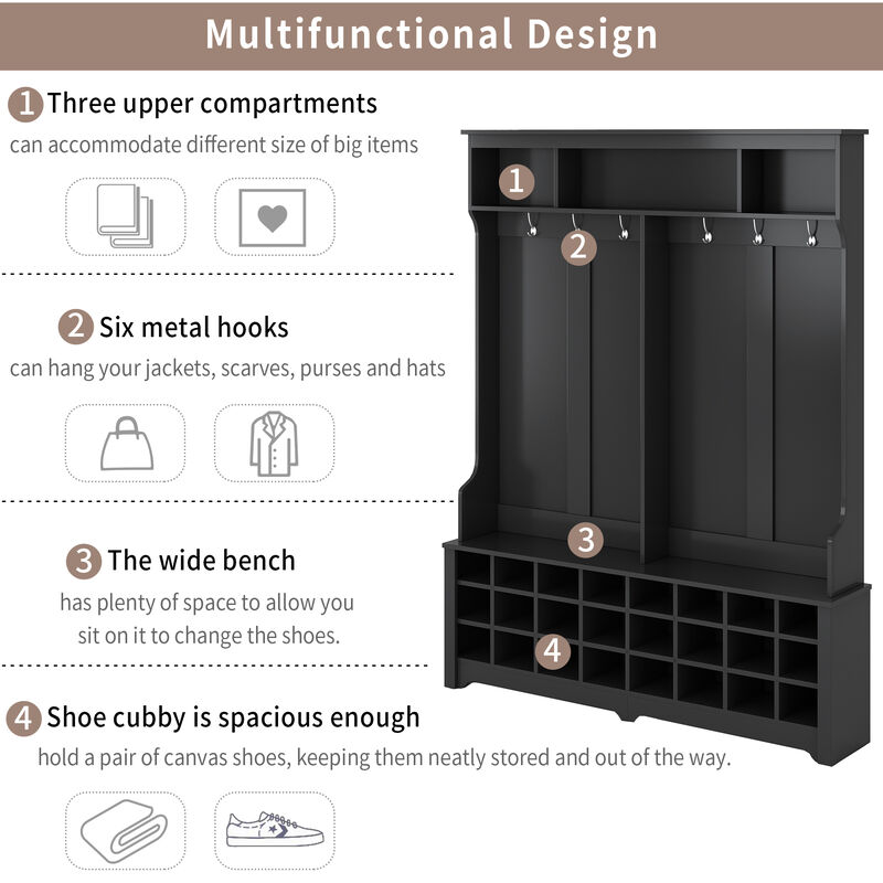 Merax Modern Style Hall Tree with Shoe Cubbies