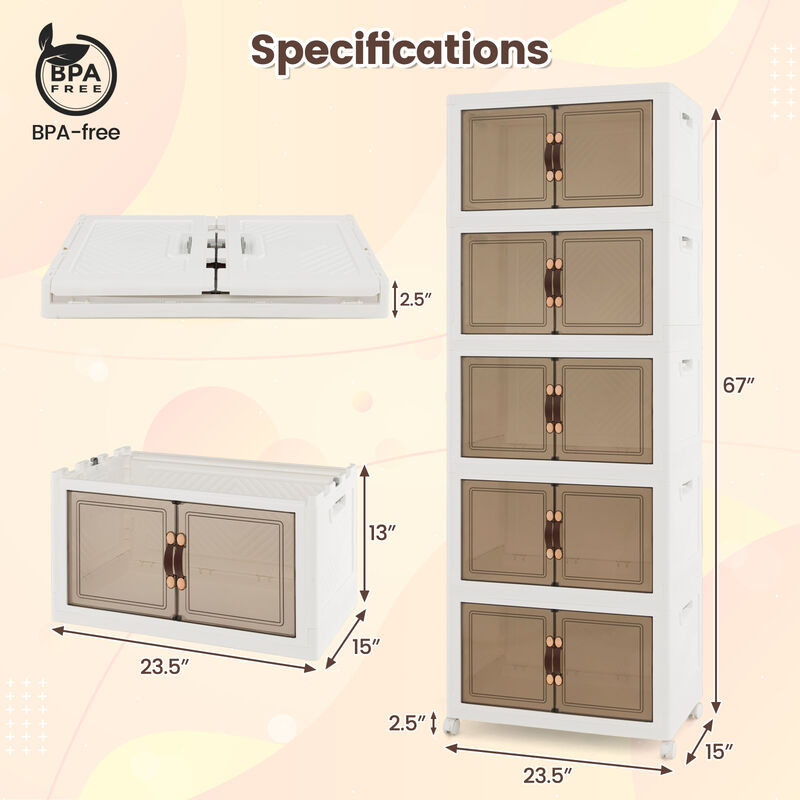 Stackable Storage Bins with Lockable Wheels