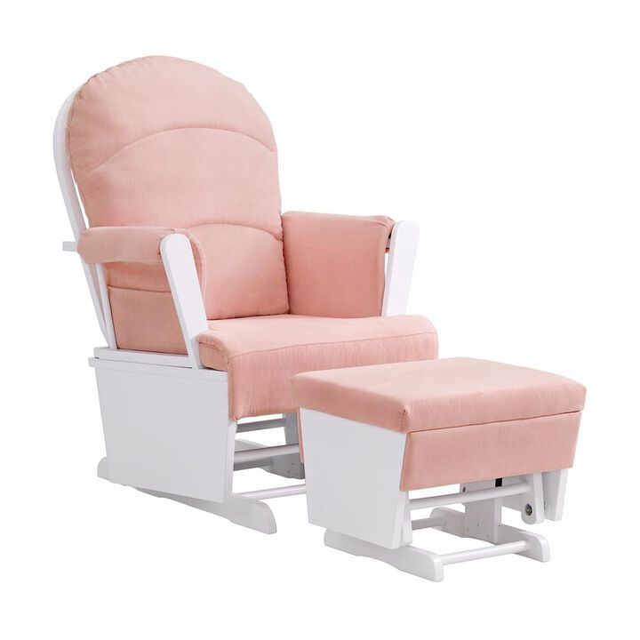 Oxford Baby Soho Baby Essential Wooden Glider White Finish/ Pink Fabric