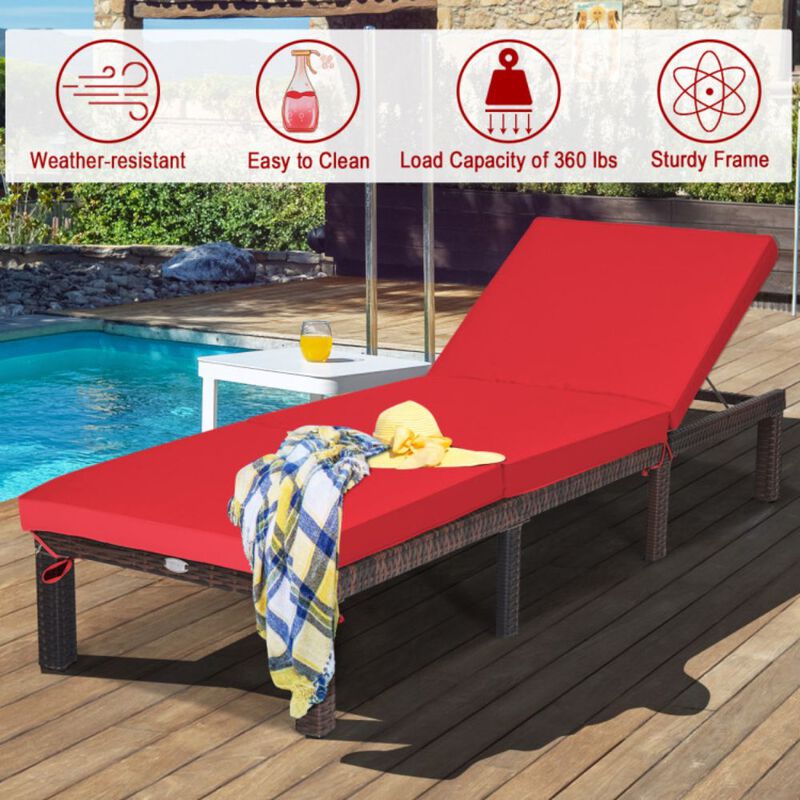 Outdoor Rattan Adjustable Cushioned Chaise