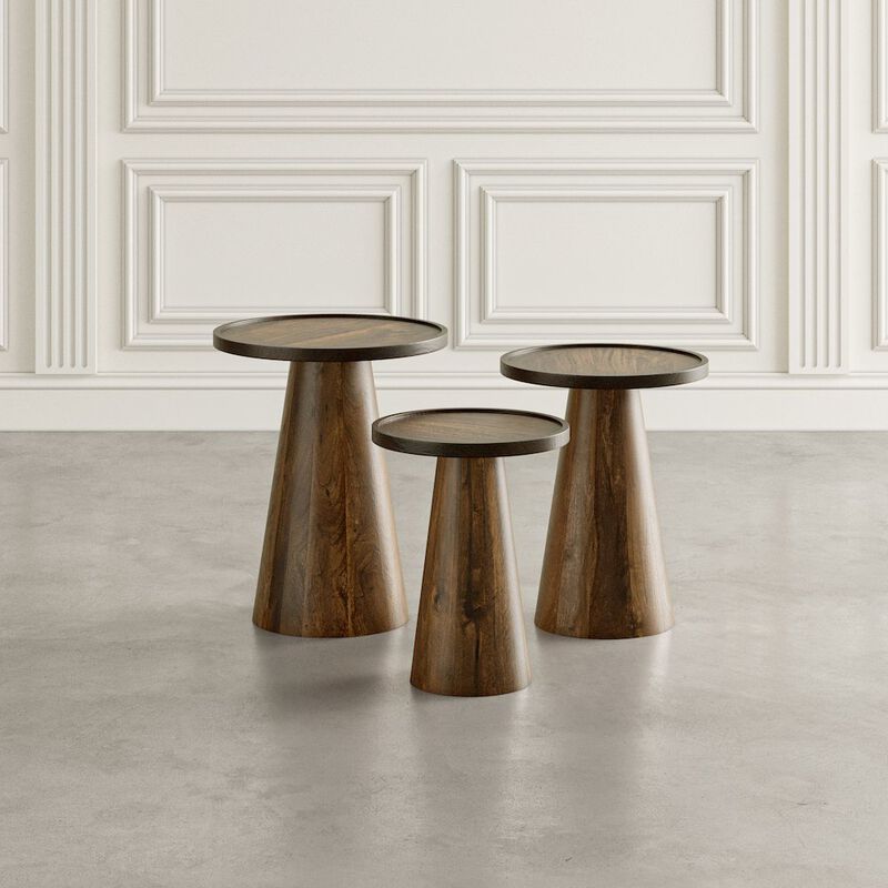 Jofran Knox Mid-Century Modern Solid Hardwood Round Accent Tables (Set of 3)