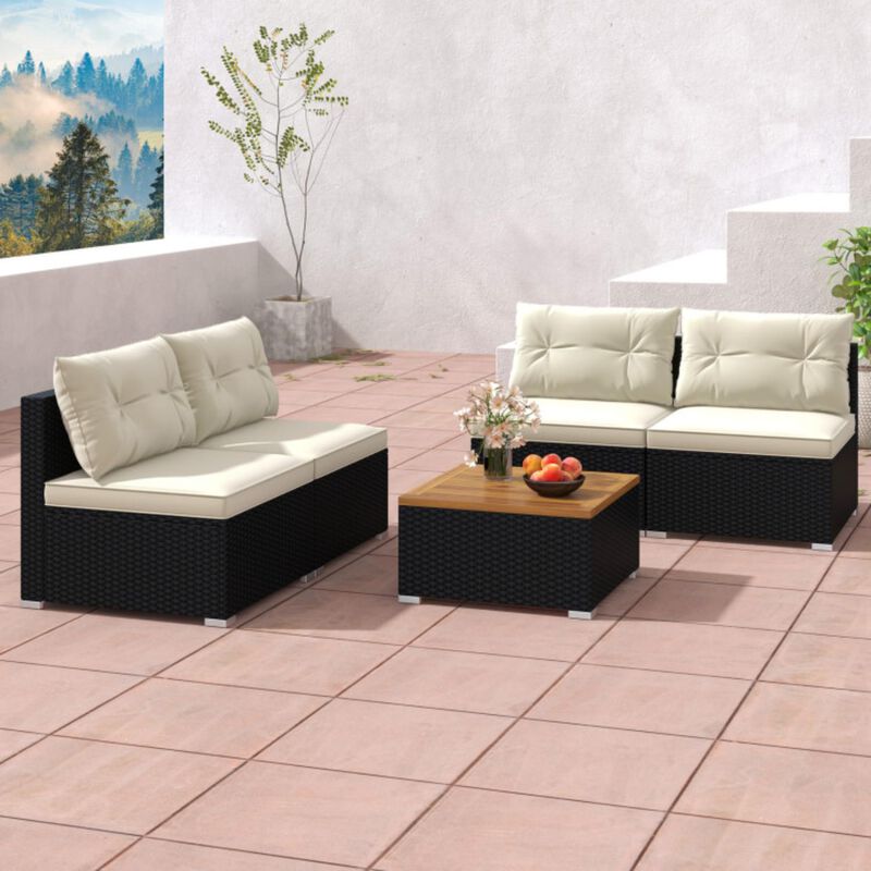 Hivvago 5 Piece Outdoor Furniture Set with Solid Tabletop and Soft Cushions