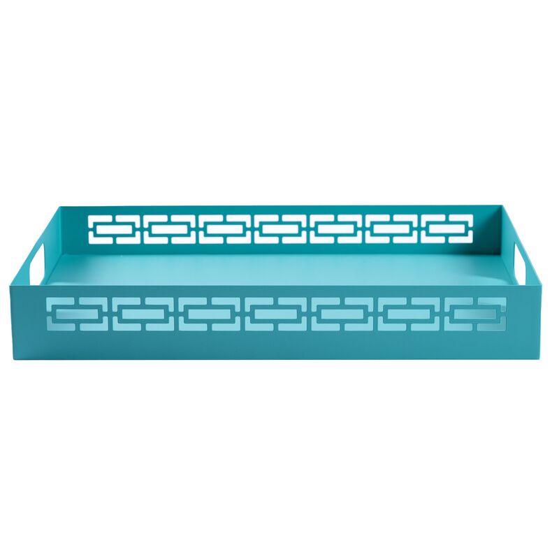 Breeze Block Metal Serving Tray Rectangular-Turquoise