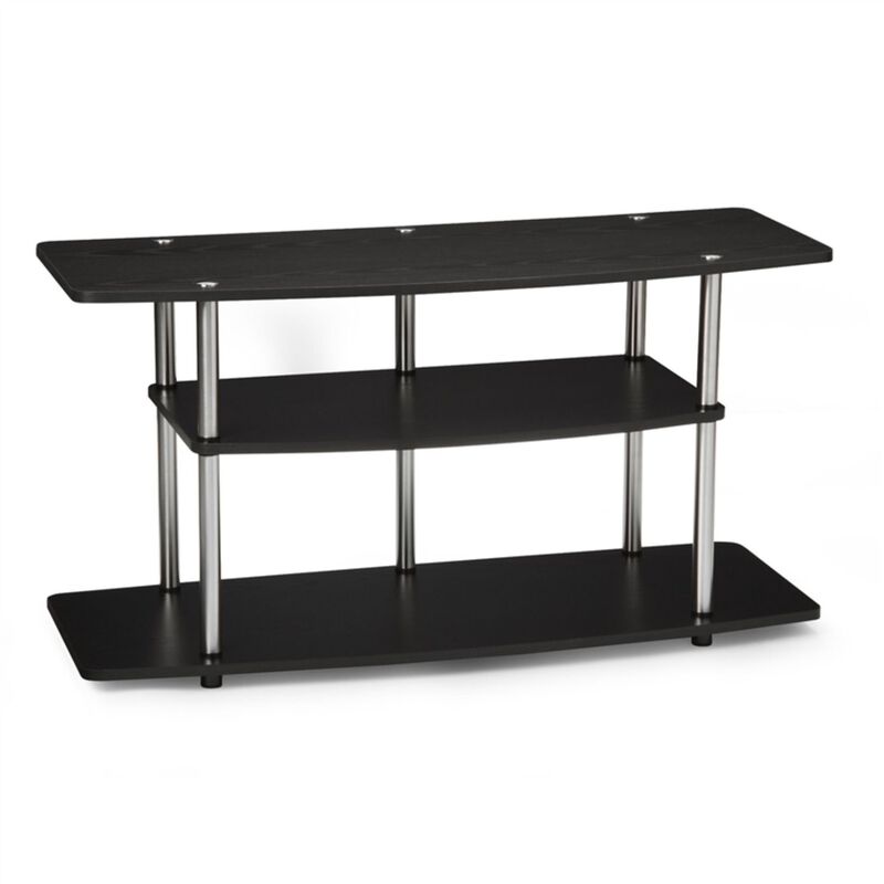 Hivvago 3-Tier Flat Screen TV Stand in Black Wood Grain / Stainless Steel