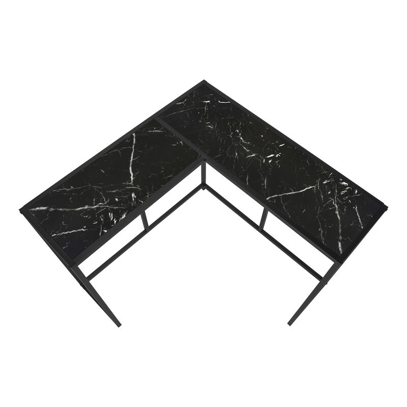 Monarch Specialties I 2158 Accent Table, Console, Entryway, Narrow, Corner, Living Room, Bedroom, Metal, Laminate, Black Marble Look, Contemporary, Modern